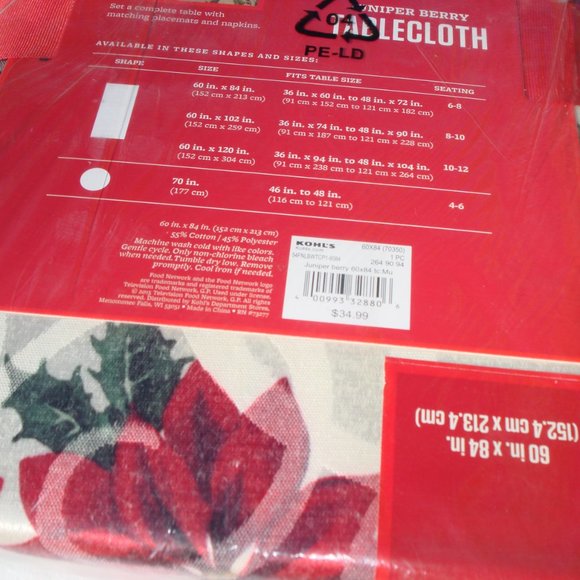 NEW 60" x 84" OBLONG Fabric Tablecloth FOOD NETWORK Christmas Winter Jun… - Picture 9 of 9